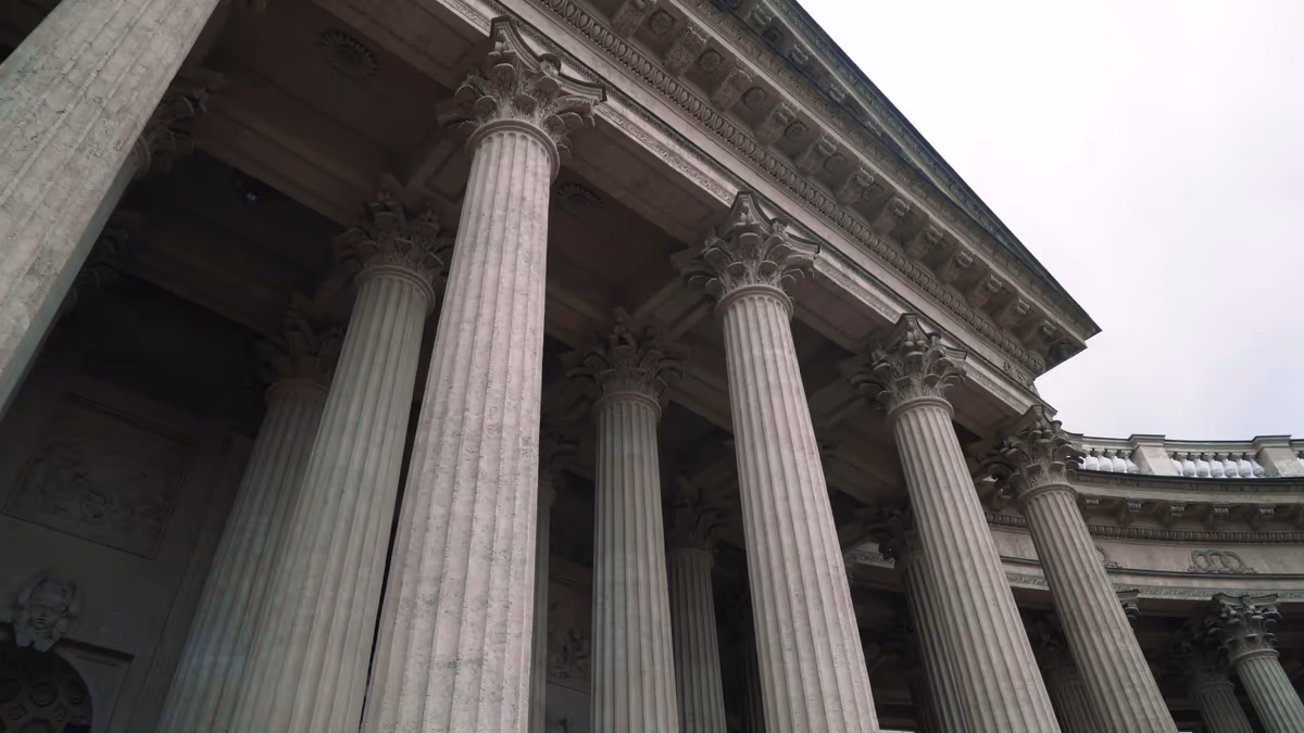 The columns of a courthouse